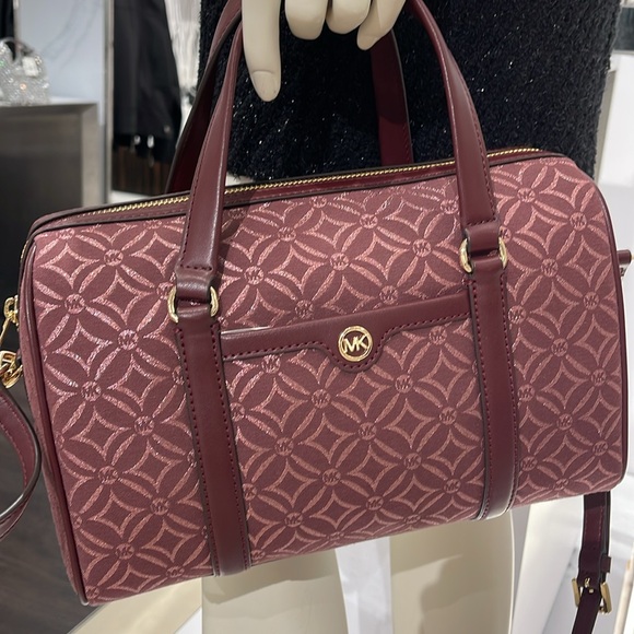 MICHAEL KORS JST TRAVEL MEDIUM DUFFLE SATCHEL SHOULDER CROSSBODY BAG MK OXBLOOD - Picture 11 of 16
